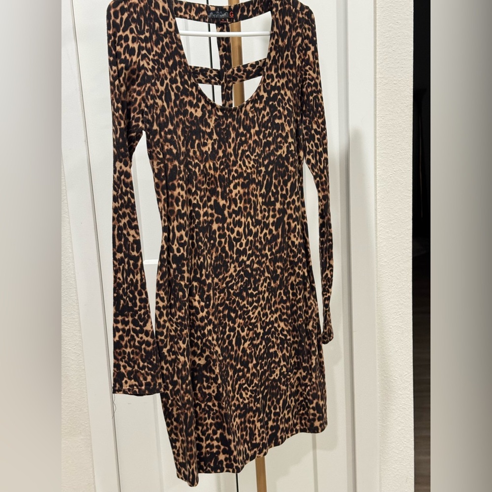 Leopard Print Long Sleeve Dress